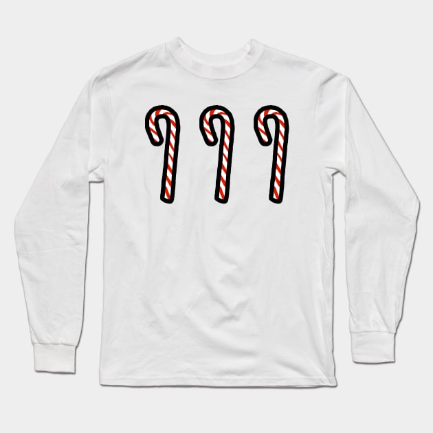 Three Candy Canes Christmas Long Sleeve T-Shirt by ellenhenryart